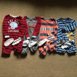 Lot of 4 footie onesie pajamas boys 5t